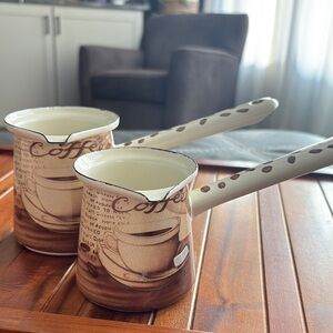 Gemitco Enamel Coffee Milk pot. No.2 and No. 3. Indonesia